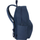 Vue latérale d’un sac à dos bleu montrant une poche latérale et la sangle d’épaule, sans personnalisation visible.
