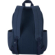 Vue arrière d’un sac à dos bleu montrant bretelles rembourrées et panneau dorsal en maille respirante, sans marquage visible.