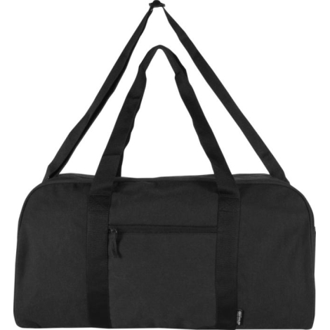 Sac week-end noir présenté de face avec anses et poche frontale zippée, sans personnalisation apparente.