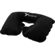 Oreiller de voyage gonflable noir en forme de U vu de face avec ouverture centrale pour le cou, présentant une personnalisation 