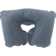 Oreiller de voyage gonflable bleu vu de face avec ouverture centrale pour le cou et surface lisse, présenté sans personnalisatio