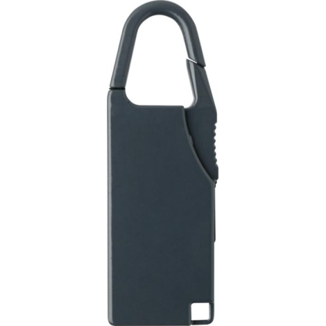 Cadenas pour bagages noir vu de dos avec surface lisse et mousqueton intégré en partie supérieure, présenté sans personnalisatio