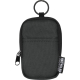 Petite pochette noire vue de face avec poche plaquée et fermeture zippée, présentée sans personnalisation visible.