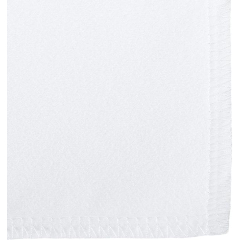 Gros plan sur l’angle d’une serviette gris clair avec couture de bordure et texture microfibre visible, illustré sans marquage v