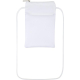 Étui téléphone blanc porté en bandoulière avec cordon blanc et surface textile unie, présenté sans marquage visible.