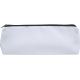 Trousse scolaire blanche vue de face avec fermeture zippée noire sur le dessus et surface unie, illustrée sans marquage visible.