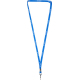Tour de cou tubulaire bleu présenté en forme de V avec un motif répété sur la lanière, montrant une personnalisation visible sur Tour de cou tubulaire bleu présenté en forme de V avec un motif répété sur la lanière, montrant une personnalisation visible sur