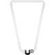 Cordon porte-bouteille blanc présenté en V avec surface textile unie et support noir en extrémité, illustré sans marquage visibl Cordon porte-bouteille blanc présenté en V avec surface textile unie et support noir en extrémité, illustré sans marquage visibl