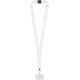 Lanyard blanc présenté en forme de V avec surface lisse et extrémité équipée d’un mousqueton métallique, illustré sans marquage Lanyard blanc présenté en forme de V avec surface lisse et extrémité équipée d’un mousqueton métallique, illustré sans marquage