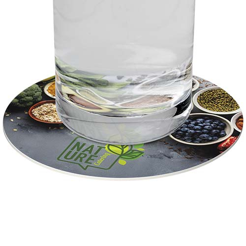 Dessous de verre rond personnalisable antidérapant Lumin Blanc