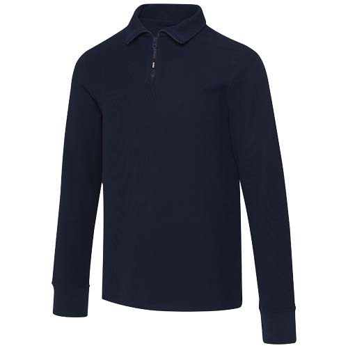 Polo personnalisé unisexe demi-zip en coton 245 g/m² demi-zip Zeus Marine