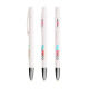 Trois stylos bille BIC Media Clic Advance blancs alignés avec personnalisation visible sur le corps du stylo sous le clip, point Trois stylos bille BIC Media Clic Advance blancs alignés avec personnalisation visible sur le corps du stylo sous le clip, point