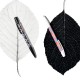 Visuel composite de deux stylos BIC Media Clic Ecolutions Plus noir et blanc posés sur des feuilles, avec personnalisation visib Visuel composite de deux stylos BIC Media Clic Ecolutions Plus noir et blanc posés sur des feuilles, avec personnalisation visib