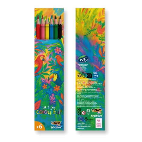 Set personnalisable de 6 crayons de couleur BIC® Kids Evolution®