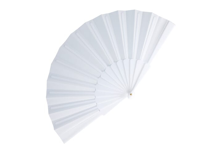Éventail à main promotionnel en plastique et polyester Blanc