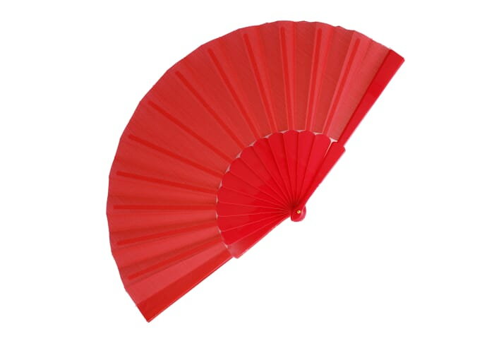 Éventail à main promotionnel en plastique et polyester Rouge