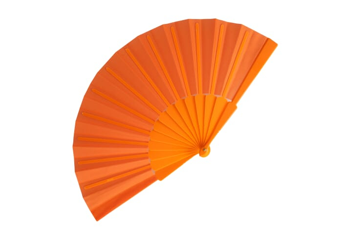 Éventail à main promotionnel en plastique et polyester Orange