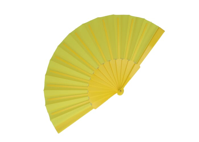 Éventail à main promotionnel en plastique et polyester Jaune