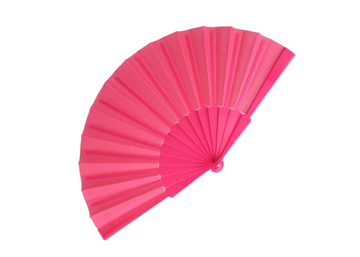 Éventail à main promotionnel en plastique et polyester Rose