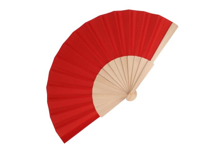 Éventail coloré en bois et rPET personnalisé Rouge