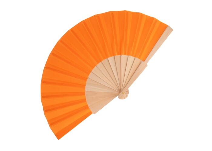 Éventail coloré en bois et rPET personnalisé Orange