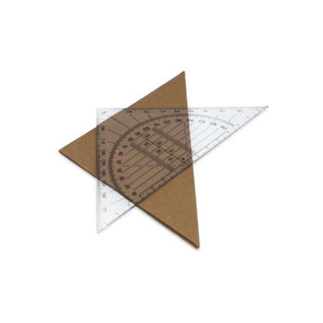 Équerre triangulaire publicitaire avec graduations