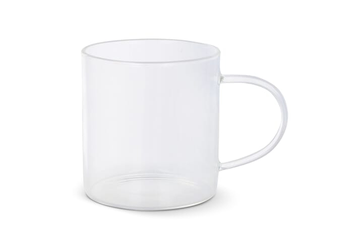 Tasse à café publicitaire en verre avec anse 300ml Vardez Transparent