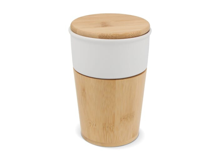 Gobelet 300ml promotionnelle bambou céramique Vienne Blanc