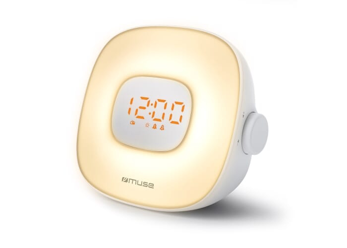 Radio réveil personnalisé avec lampe d'éveil FM Muse Blanc