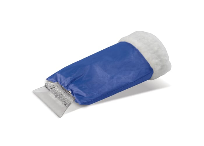 Raclette publicitaire pour pare-brise avec gant Bleu