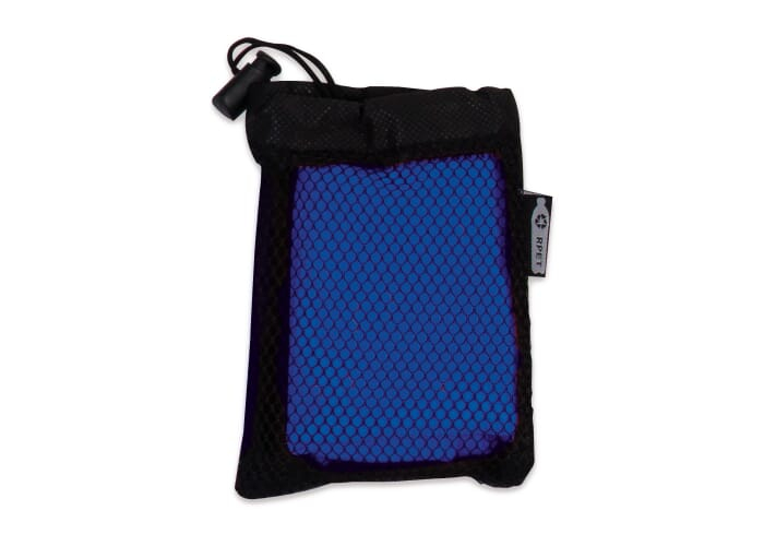 Serviette publicitaire rafraichissante rPET 30 x 80 cm Noir/Bleu