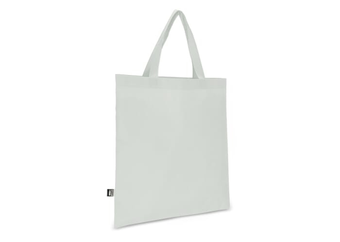 Tote-bag personnalisé avec poignées courtes rPET non tissé 75g Blanc