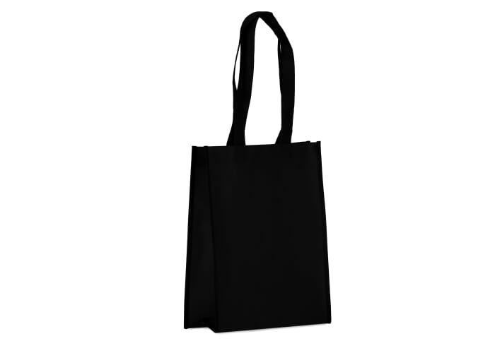 Tote-bag publicitaire avec soufflet rPET laminé non tissé 105g Noir