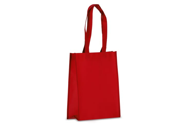 Tote-bag publicitaire avec soufflet rPET laminé non tissé 105g Rouge