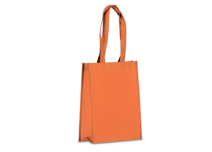 Tote-bag publicitaire avec soufflet rPET laminé non tissé 105g Orange