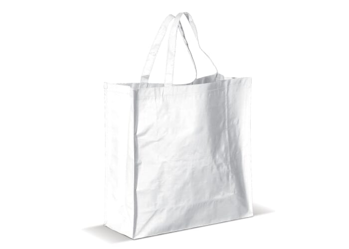 Sac shopping publicitaire en PP tissé brillant 160 gr Blanc