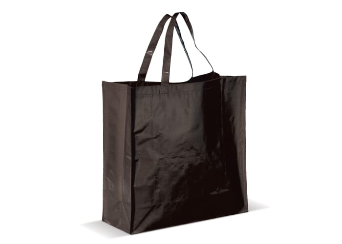 Sac shopping publicitaire en PP tissé brillant 160 gr Noir