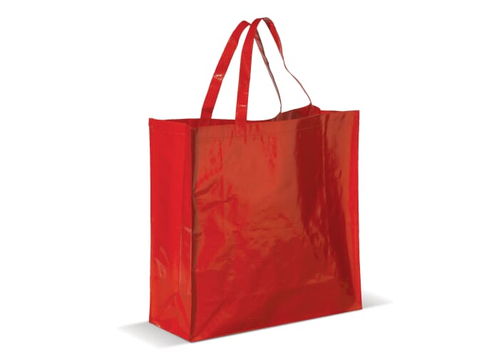 Sac shopping publicitaire en PP tissé brillant 160 gr Rouge