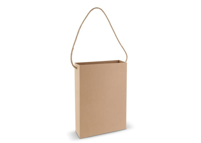 Sac publicitaire en carton rigide 24x8x32 cm Marron