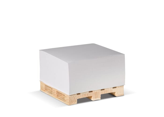 Bloc cube personnalisé avec palette en bois 10 x 10 x 5 cm Blanc