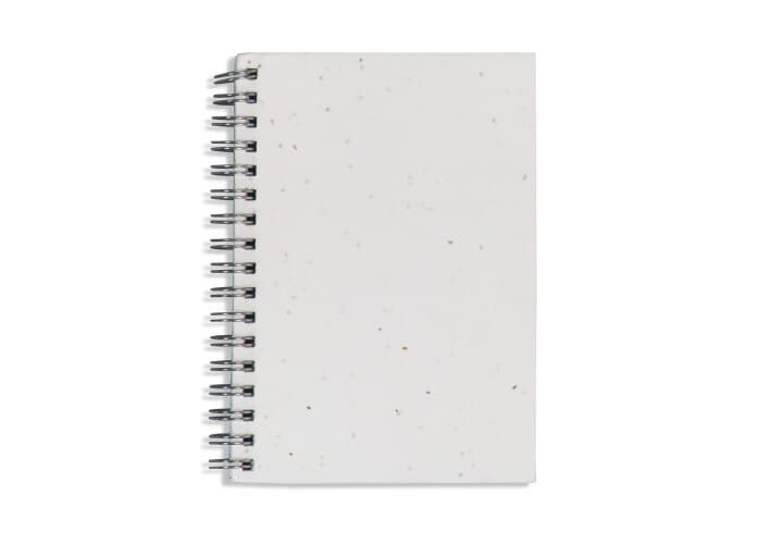 Cahier à spirale personnalisable en papier ensemencé Blanc