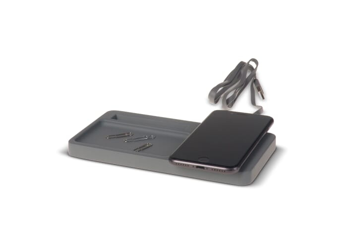 Organiseur de bureau à personnaliser avec chargeur sans fil 5W Gris