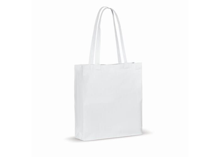 Tote bag publicitaire coton recyclé avec soufflet 140g Blanc