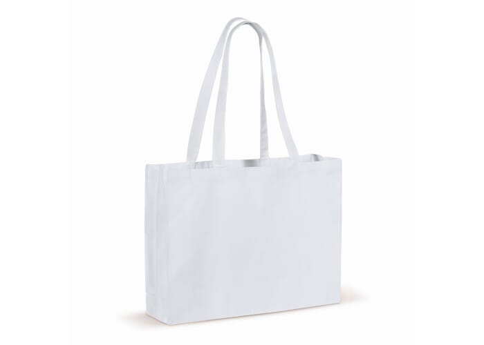 Tote bag promotionnel coton recyclé avec soufflet 140g Blanc