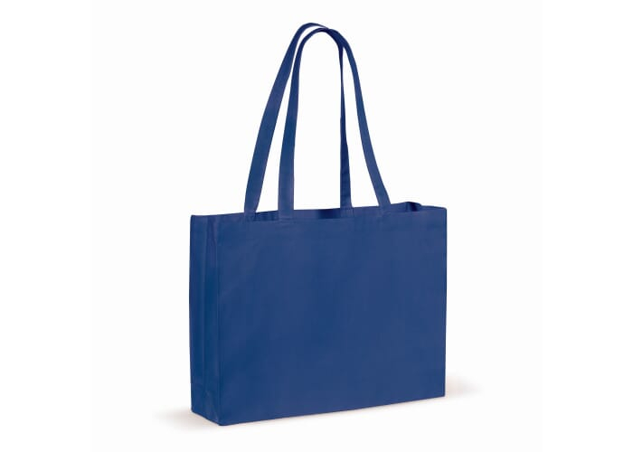 Tote bag promotionnel coton recyclé avec soufflet 140g Bleu
