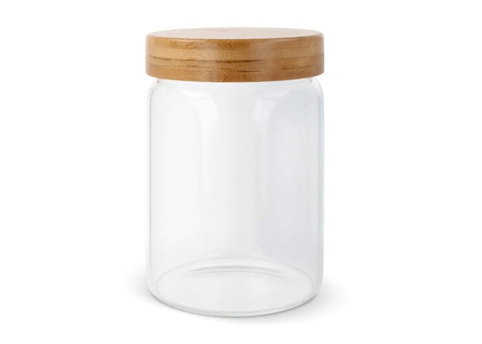 Boîte promotionnelle en verre et bambou 900ml Transparent