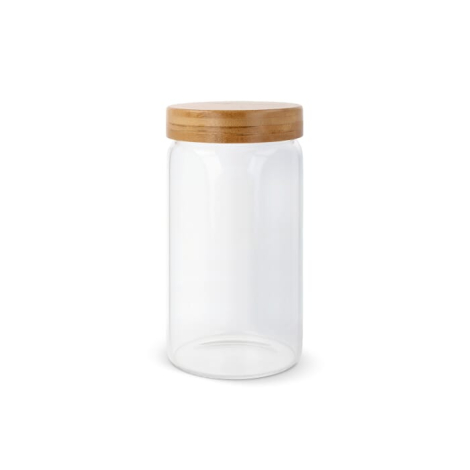 Grand bocal personnalisé en verre et bambou 1200ml