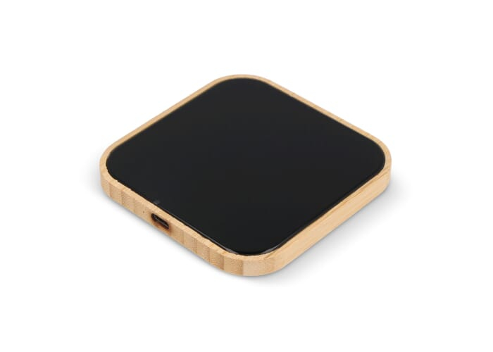 Chargeur sans fil personnalisé bambou et verre 10W Noir