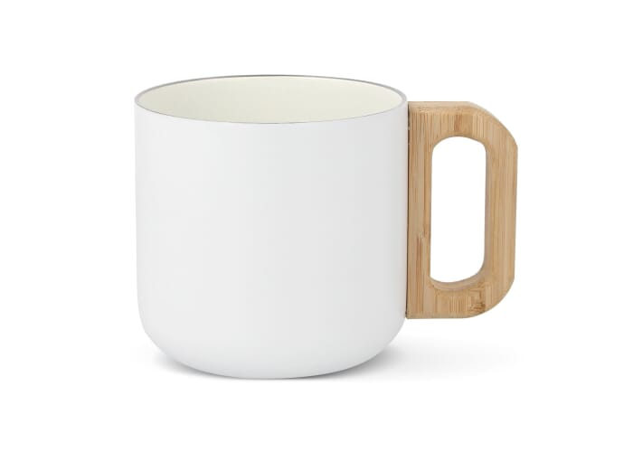 Mug thermo personnalisé inox et céramique 330ml Thames Blanc