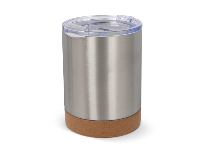 Mug personnalisé avec couvercle et base en liège 350ml Lena Argent